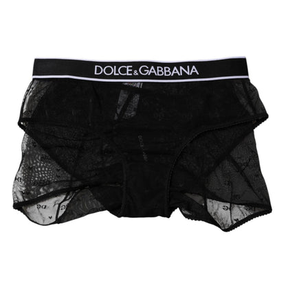 Dolce & Gabbana Black Tulle Nylon Mid Waist Panty Underwear