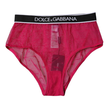 Dolce & Gabbana Fuchsia Tulle Nylon Mid Waist Panty Underwear