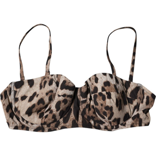 Dolce & Gabbana Brown Leopard Nylon Balconcino Bra Underwear BIK1990-4
