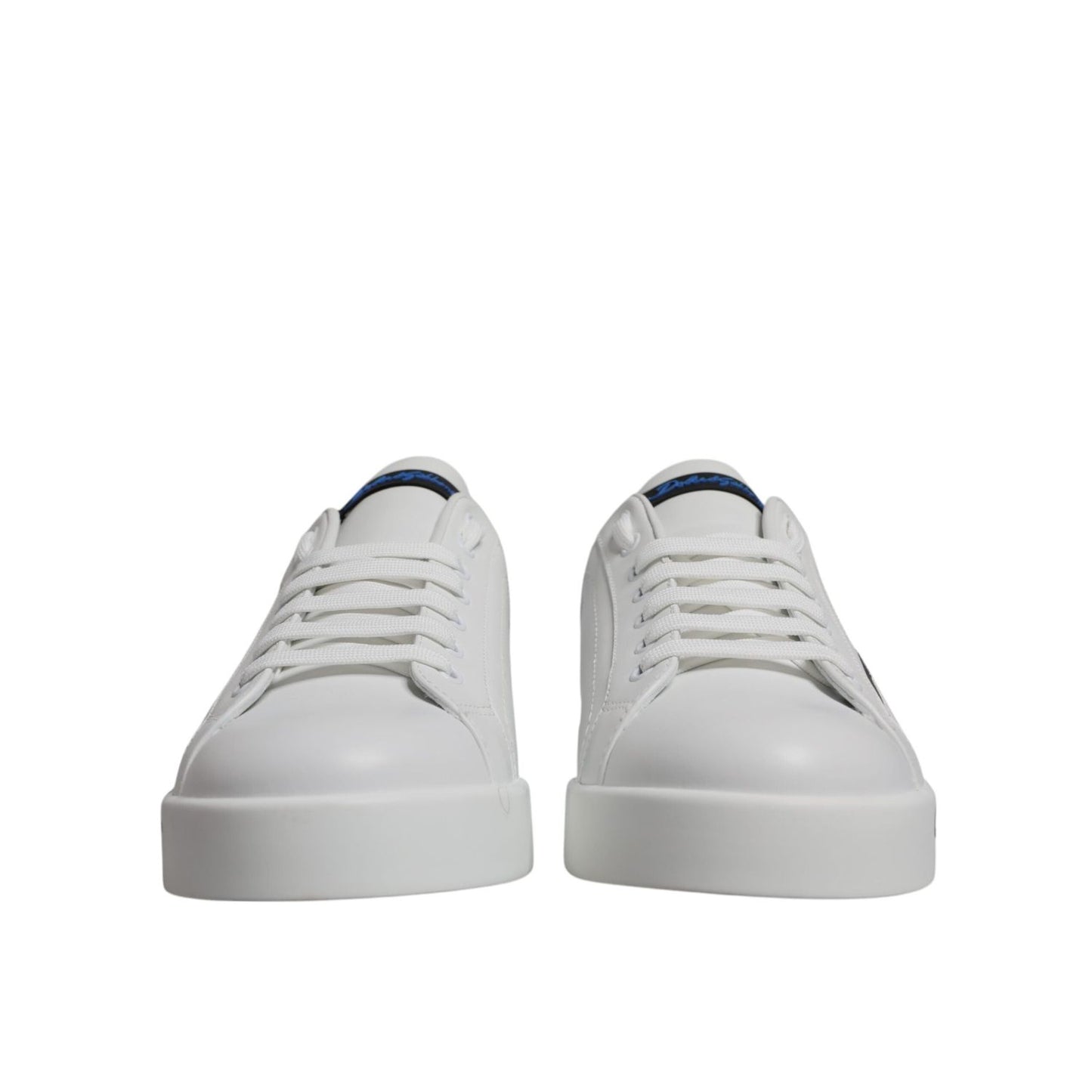 Dolce & Gabbana White Blue Leather Logo Low Top Sneakers Shoes MV7051-41