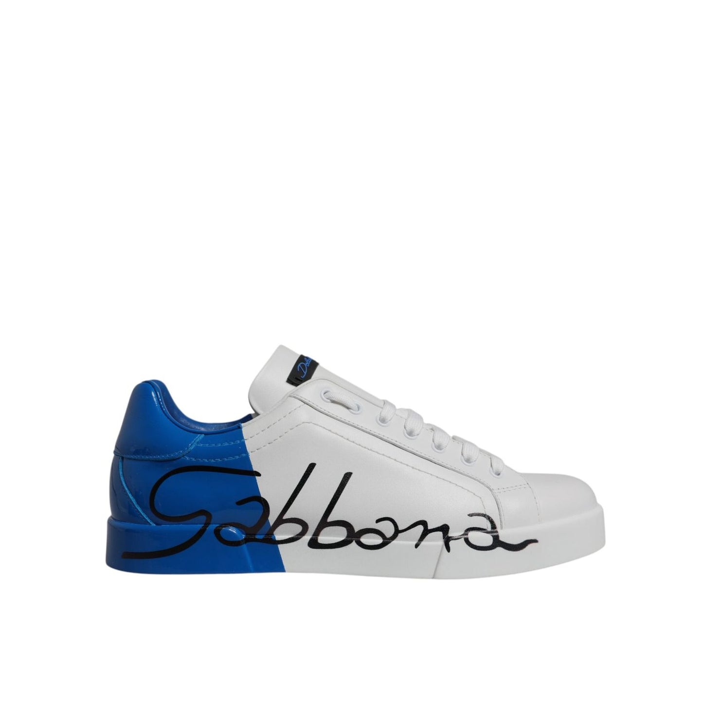 Dolce & Gabbana White Blue Leather Logo Low Top Sneakers Shoes MV7051-41