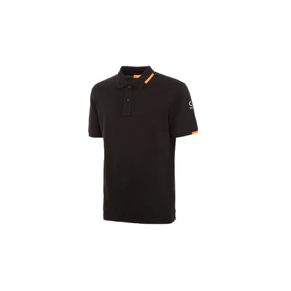 Suns Black Cotton Polo Shirt with ribbed collar and logo on left sleeve.