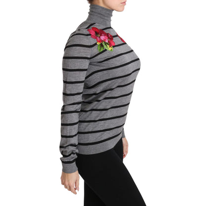 Dolce & Gabbana Gray Cashmere Silk Turtleneck Sweater