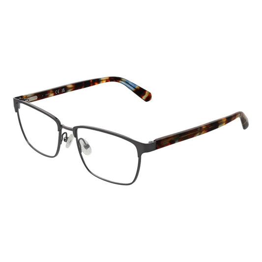 Guess Gray Men Glasses Frame, gunmetal metal full-rim, rectangle style, demo lenses, branded case included, size 55-17-145.