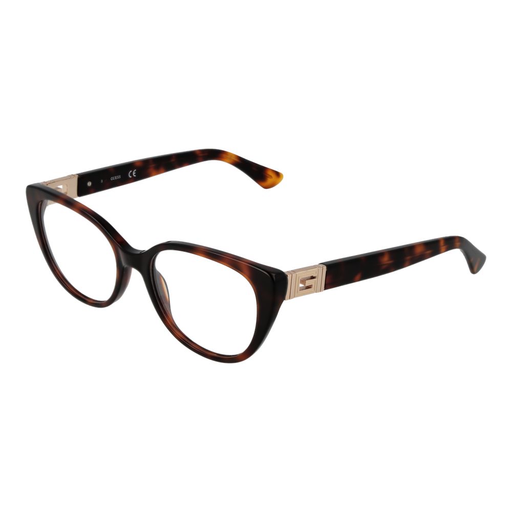 Guess Brown Women Glasses Frame, full-rim plastic cat eye, 51-15-140 size, demo lenses, stylish eyewear, includes branded case