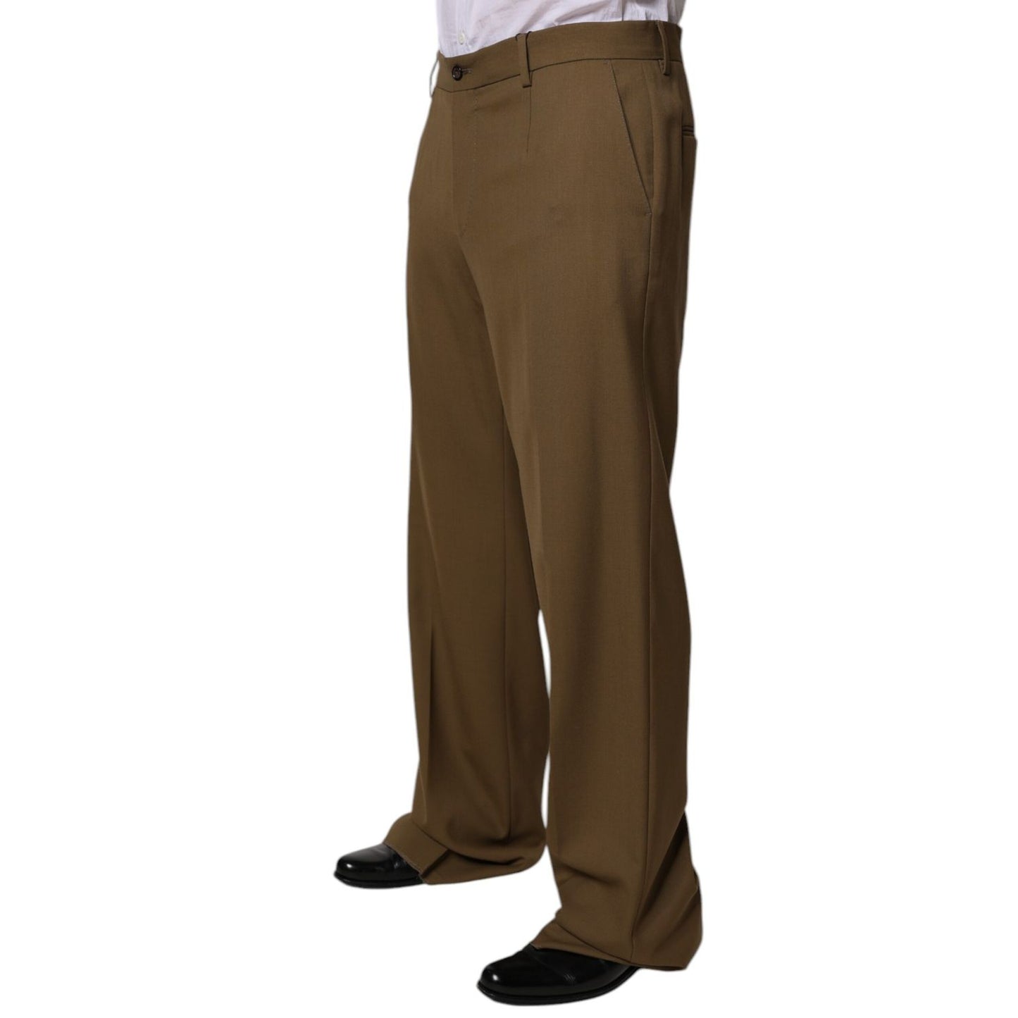 Dolce & Gabbana Brown Wool Straight Formal Dress Pants