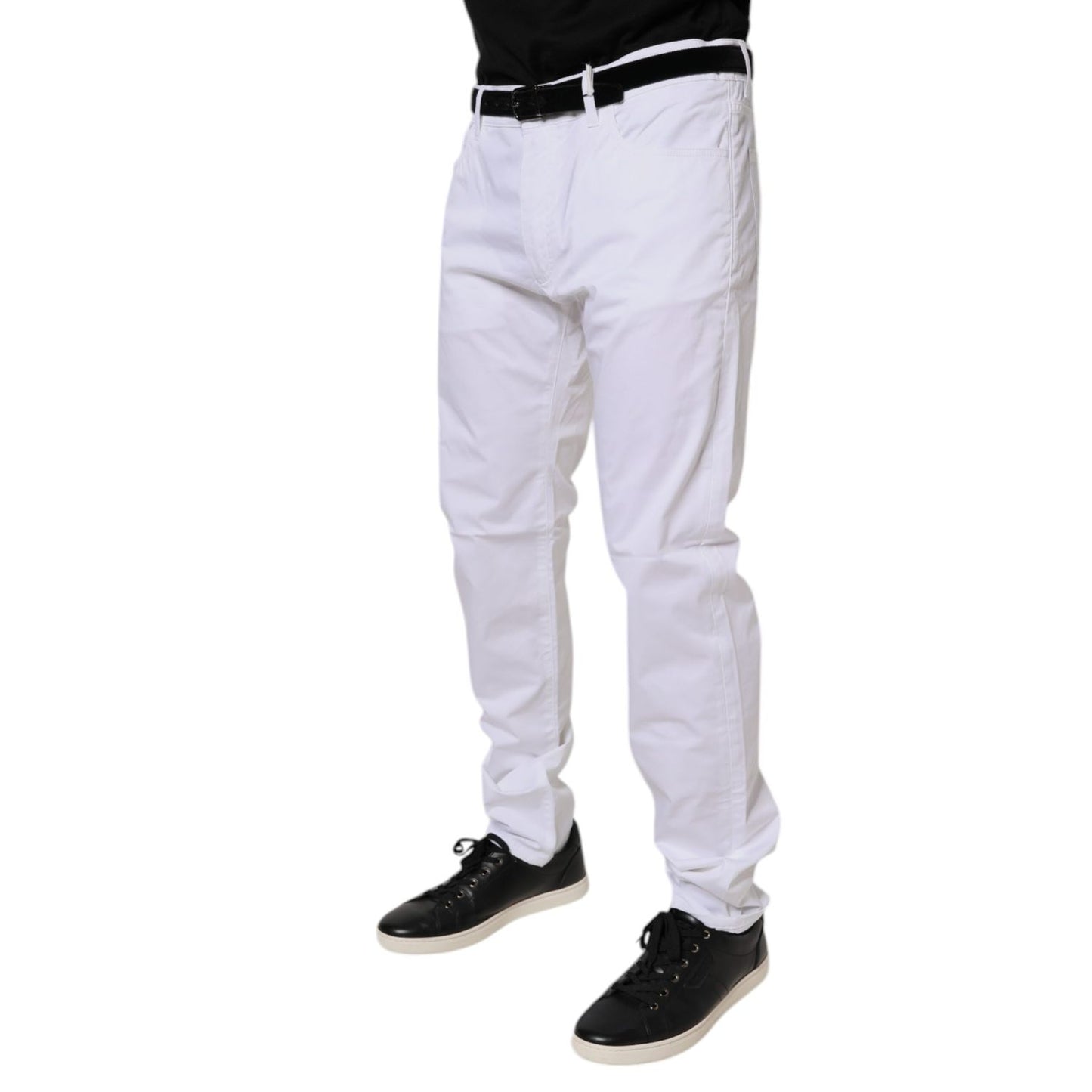 Dolce & Gabbana White Cotton Stretch Skinny Dress Formal Pants