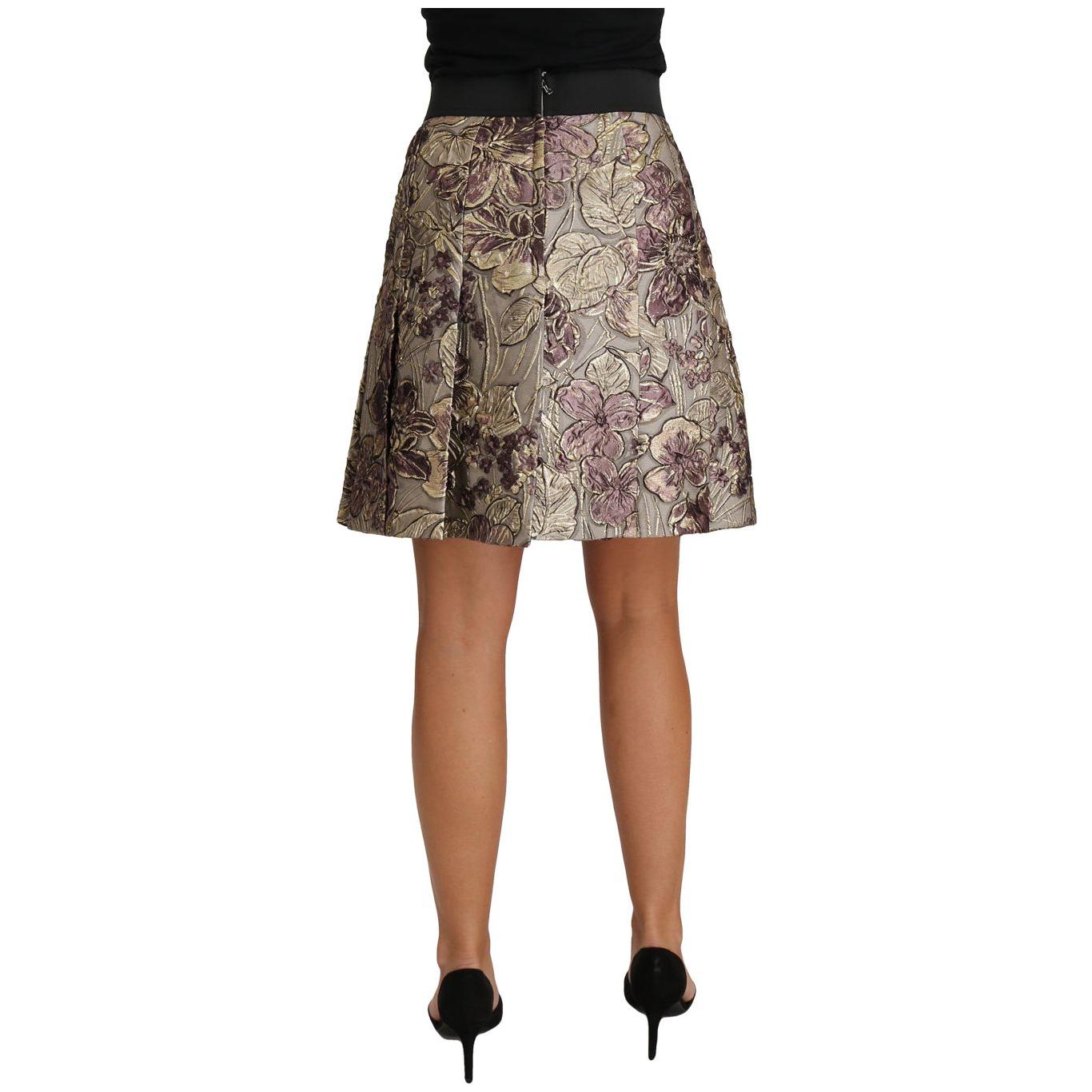 Dolce & Gabbana A-Line Mini Floral Print Jaquard Skirt Skirt