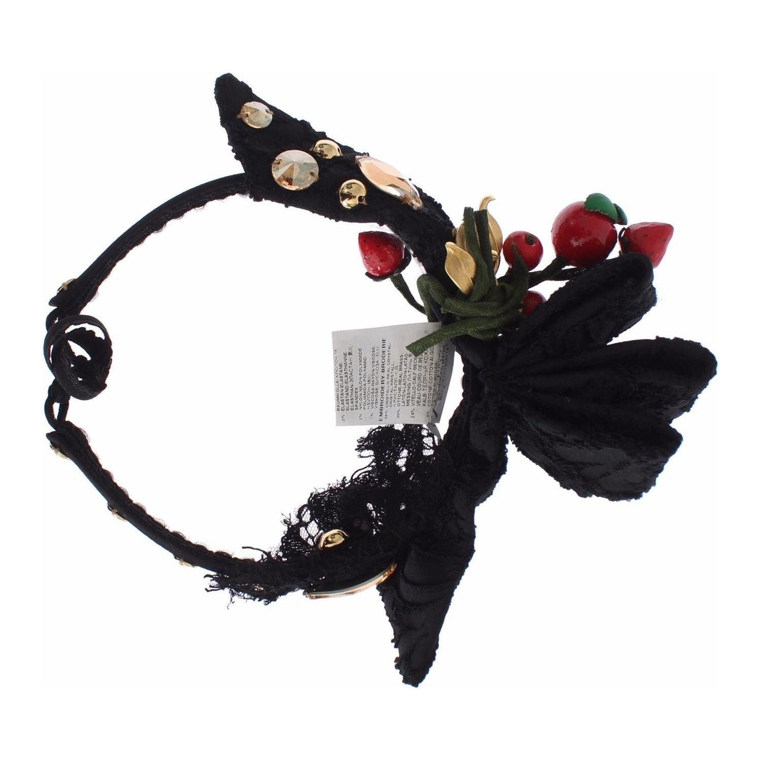 Dolce & Gabbana Diadem Headband Tiara Berry Fruit Crystal Bow Hair