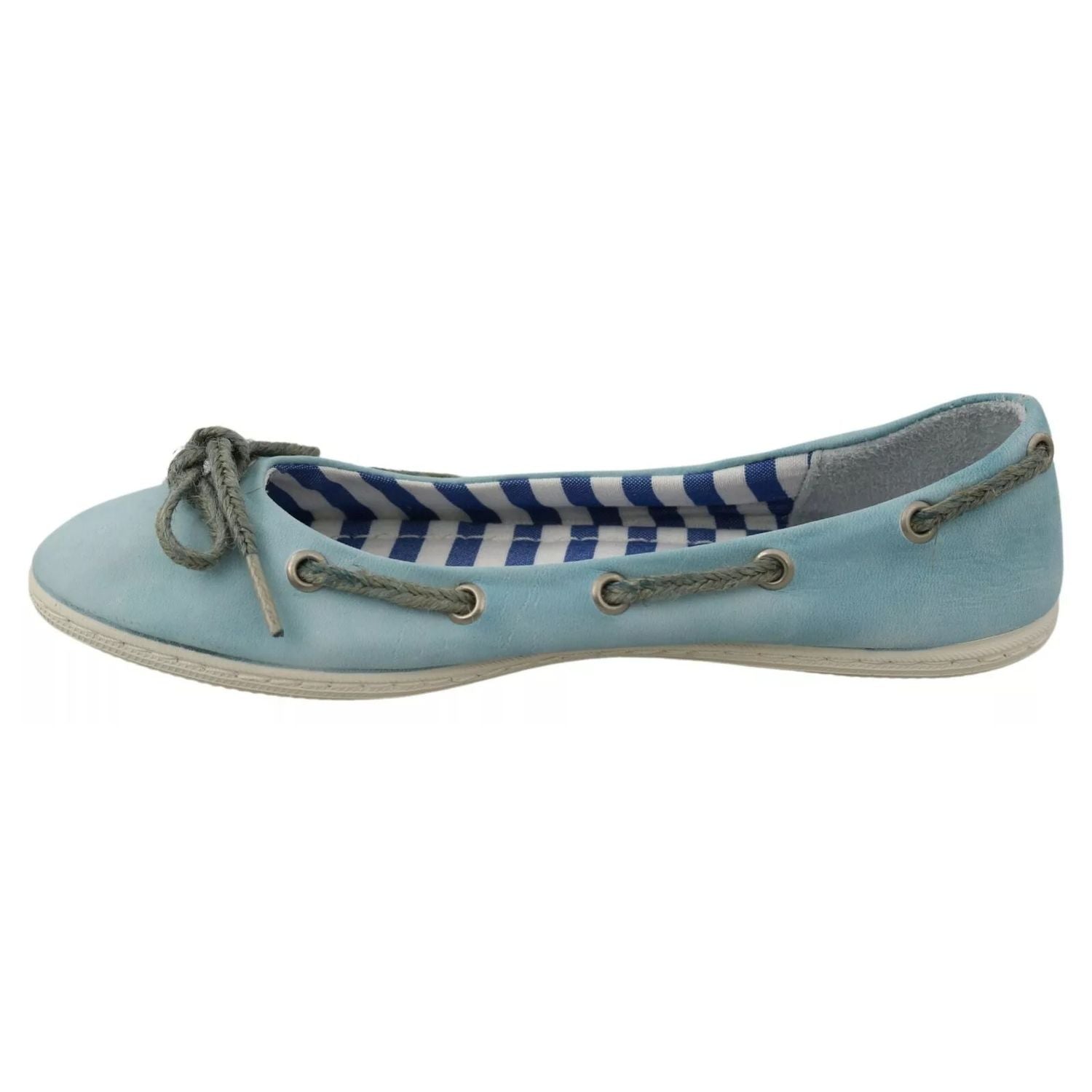 Pantofola D'Oro Sky Blue Suede Lace Bow Loafers Ballet Flat Shoes
