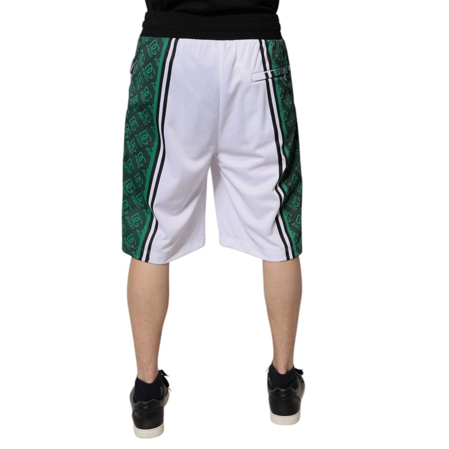 Dolce & Gabbana White Green Men Jersey Sweatshorts Shorts