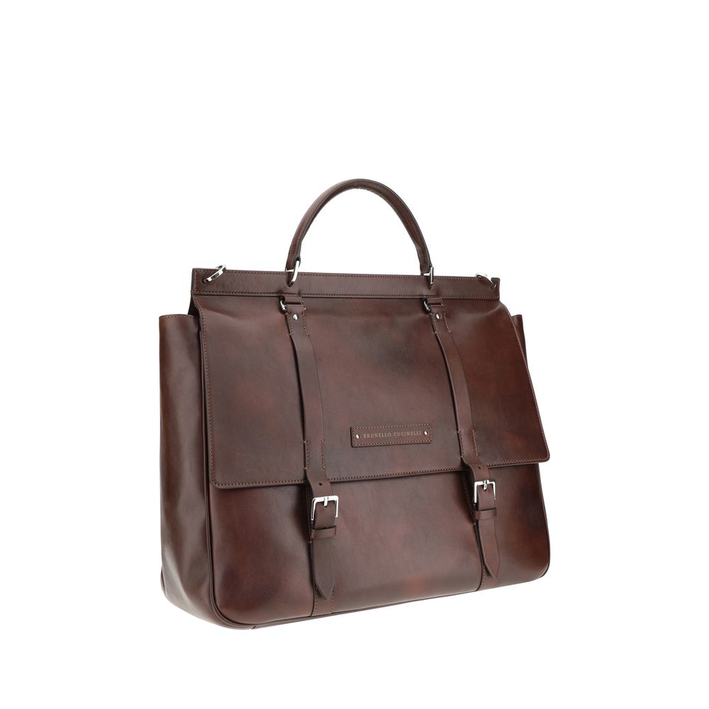 Brunello Cucinelli Brown Calf Leather Bos Taurus Luggage And Travel