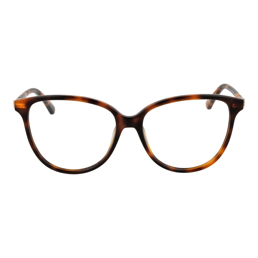 Guess Brown Women Glasses Frame, full-rim cat eye style, acetate material, demo lenses, spring hinge, 55-15-140 size, branded case included.