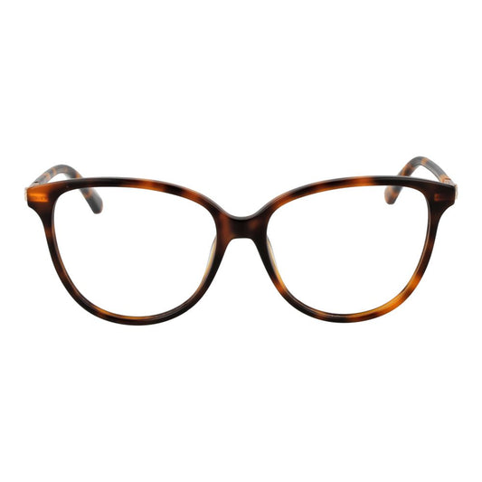 Guess Brown Women Glasses Frame, full-rim cat eye style, acetate material, demo lenses, spring hinge, 55-15-140 size, branded case included.