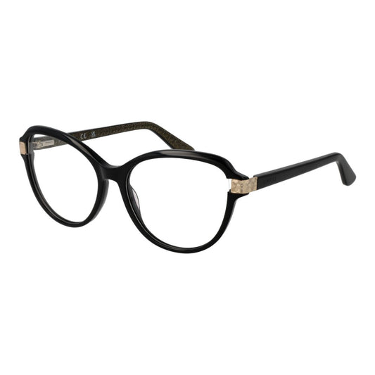 Guess Black Women Glasses Frame, cat eye style in black acetate with demo lenses, full-rim design.