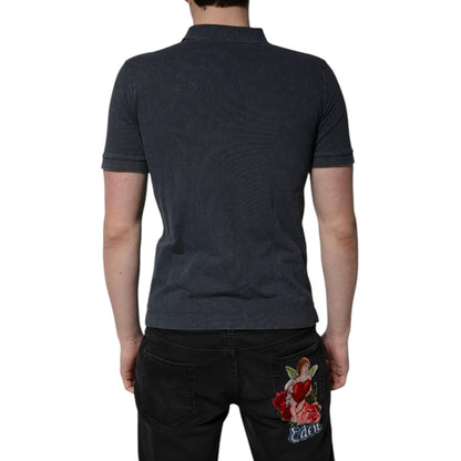 Dolce & Gabbana Dark Blue Logo Plaque Cotton Men Polo Shirt T-shirt