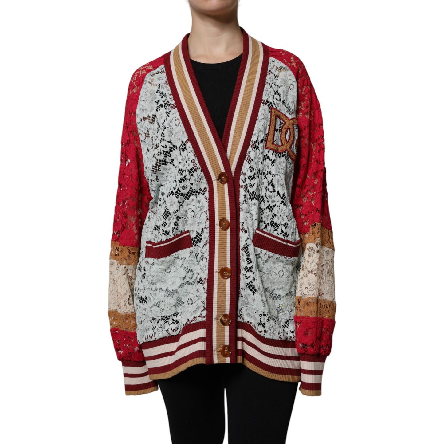 Dolce & Gabbana Multicolor Floral Lace Cardigan Sweater