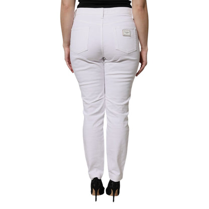 Dolce & Gabbana White Cotton Mid Waist Skinny Denim Jeans