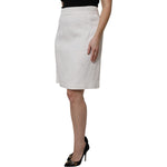 Dolce & Gabbana White High Waist Knee Length Pencil Skirt SKI2047-44
