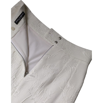 Dolce & Gabbana White High Waist Knee Length Pencil Skirt