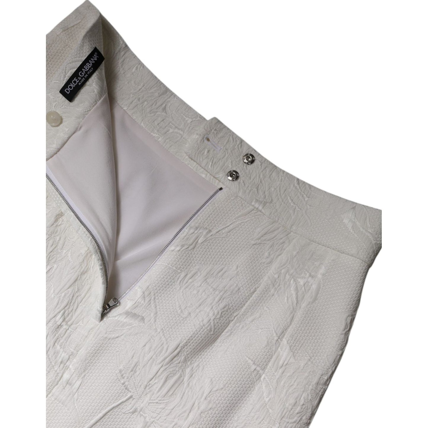 Dolce & Gabbana White High Waist Knee Length Pencil Skirt SKI2047-44