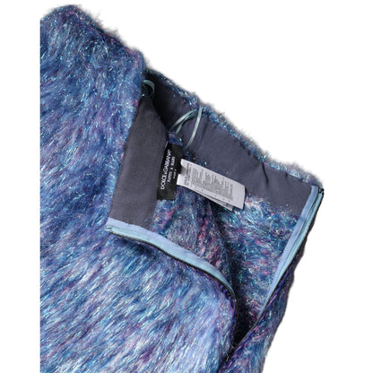 Dolce & Gabbana Multicolor Plush Fabric High Waist Mini Skirt