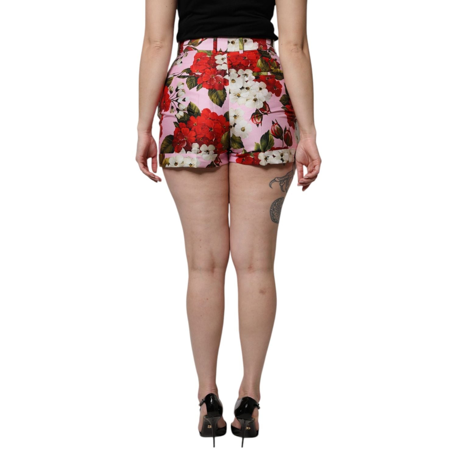 Dolce & Gabbana Pink Floral Print High Waist Hotpants Short