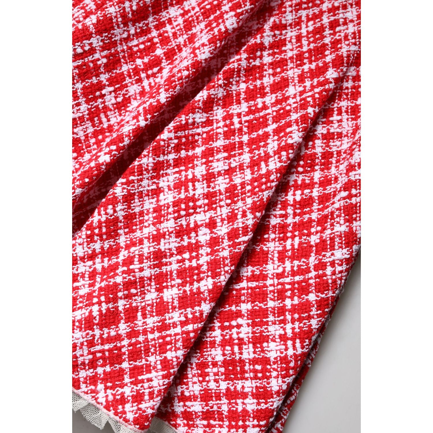 Dolce & Gabbana Red White High Waist A-line Above Knee Skirt