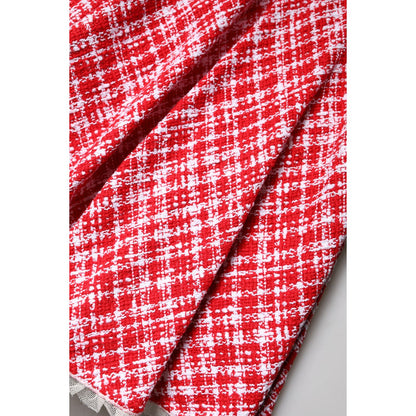 Dolce & Gabbana Red White High Waist A-line Above Knee Skirt