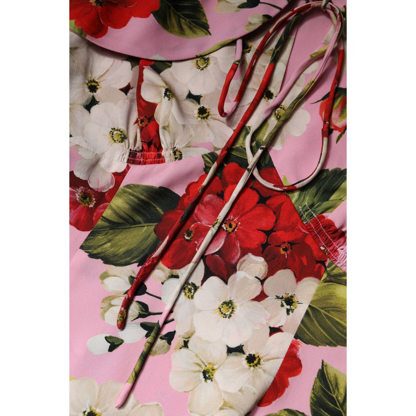 Dolce & Gabbana Pink Floral Silk Short Sleeves Blouse Top