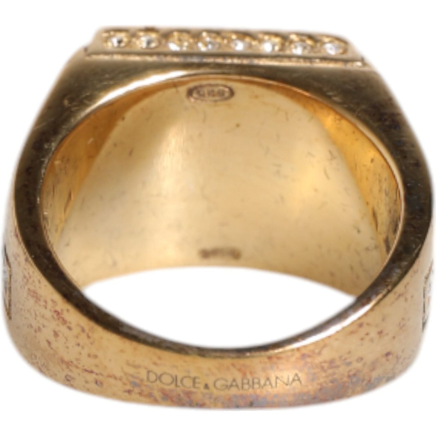 Dolce & Gabbana Gold Tone Sterling Silver 925 Crystals Ring