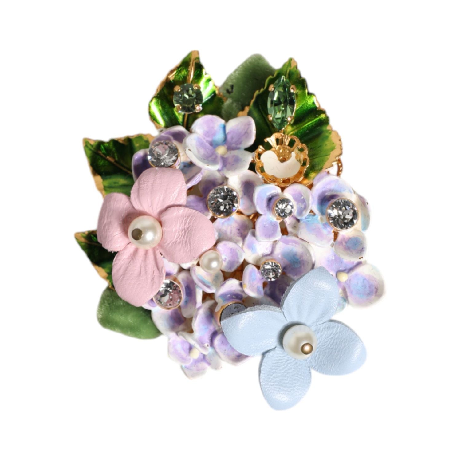 Dolce & Gabbana Multicolor Floral Crystals Pearls Enamel Accents Brooch