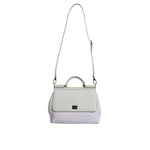 Dolce & Gabbana White Rafia Leather Top Handle Crossbody Bag