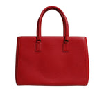 Dolce & Gabbana Red Calfskin Leather Logo Plaque Top Handle Bag