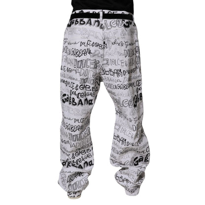 Dolce & Gabbana White Logo Print Straight Men Denim Jeans