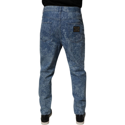 Dolce & Gabbana Blue Tie Dye Cotton Skinny Men Denim Jeans
