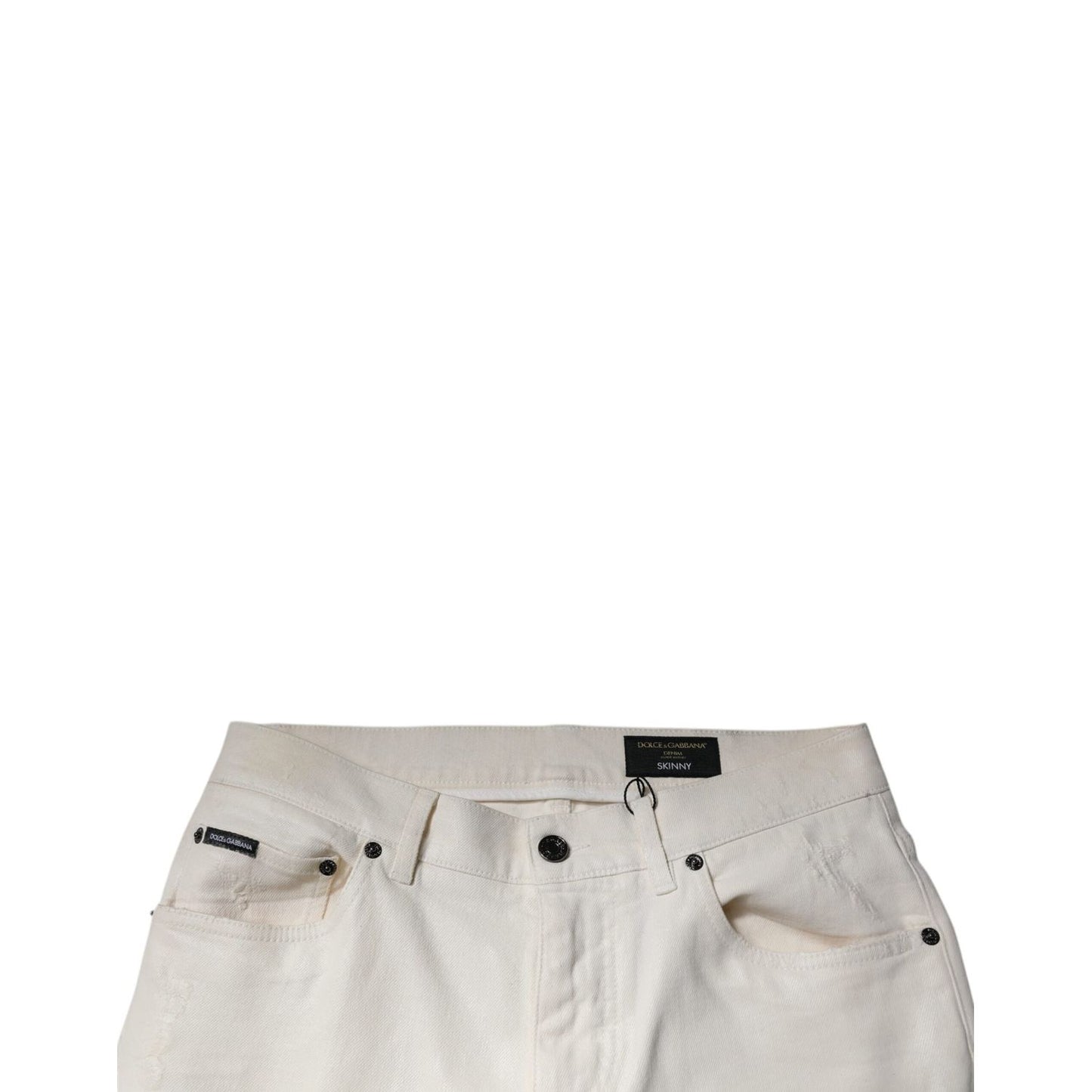 Dolce & Gabbana Off White Cotton Stretch Skinny Denim Jeans