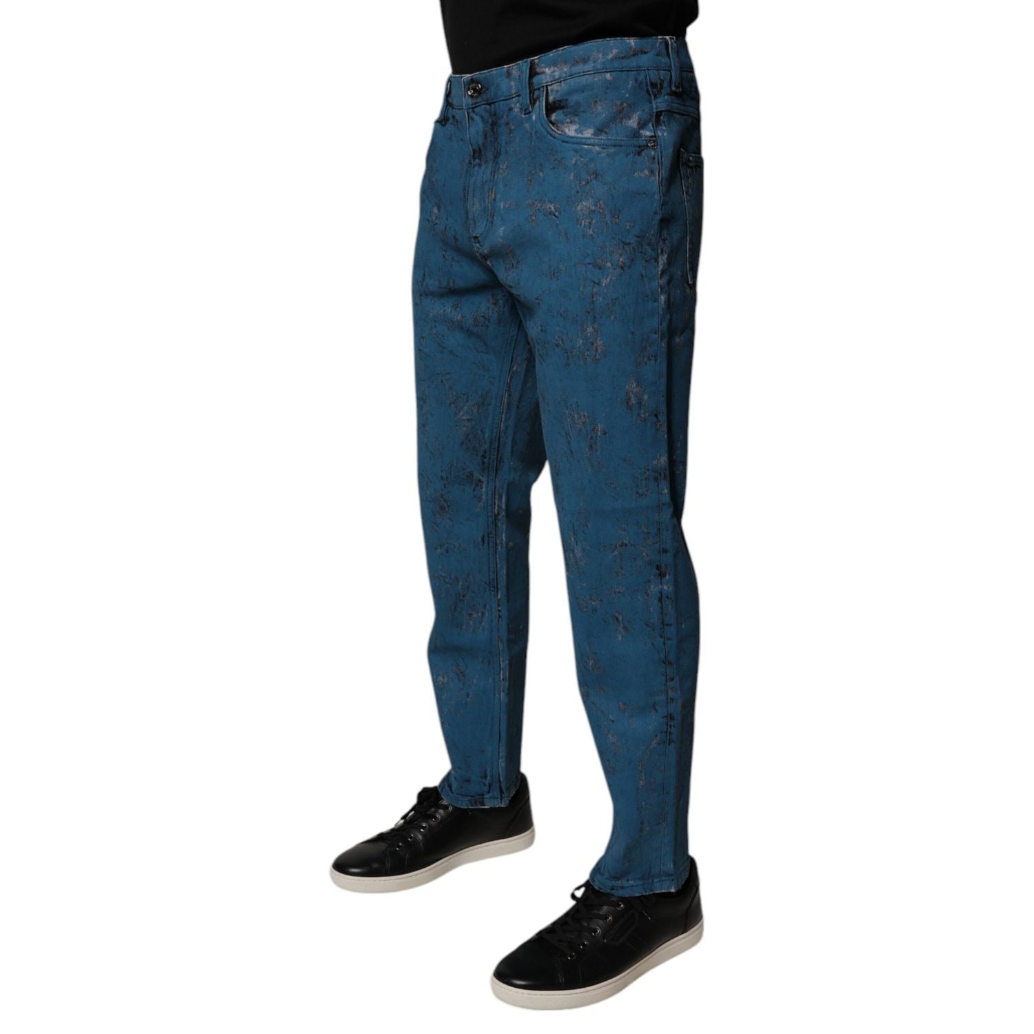 Dolce & Gabbana Blue Tie Dye Cotton Skinny Men Denim Jeans