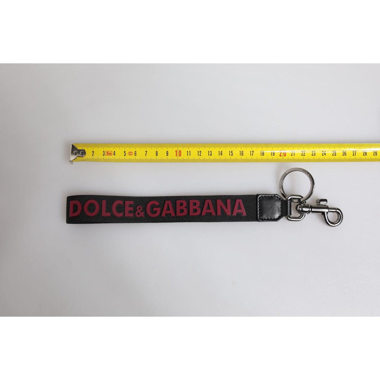 Dolce & Gabbana Black Logo Nylon Silver Brass Men Holder Keychain Keyring