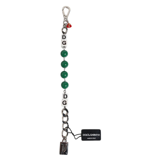 Dolce & Gabbana Silver Tone Brass Bead Dice Logo Embellish Charm Bracelet