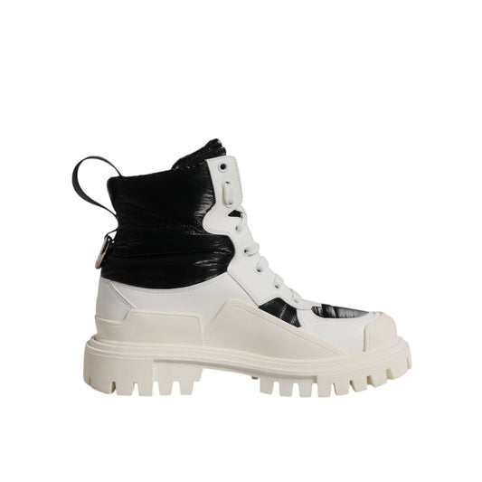 Dolce & Gabbana White Padded Mid Calf Lace Up Boots Shoes LA12907-37
