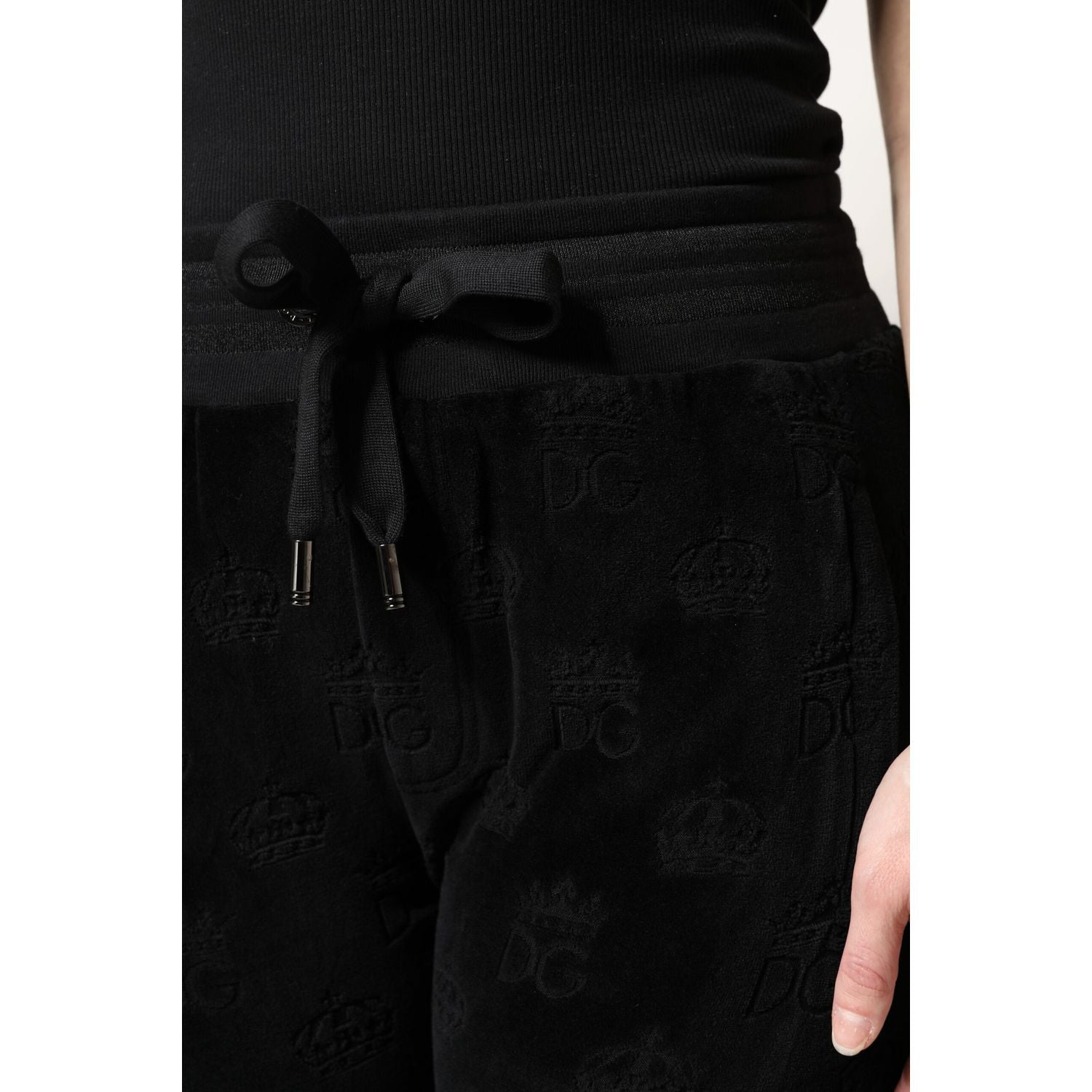 Dolce & Gabbana Black All-Over DG Logo Print Jogger Pants