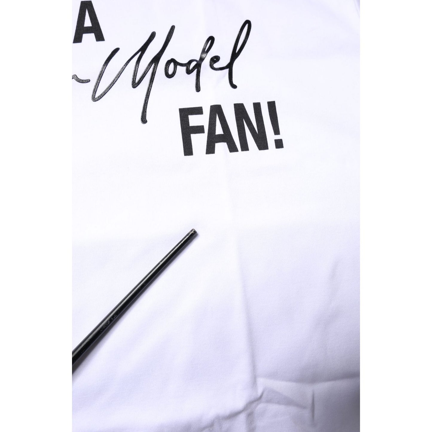 Dolce & Gabbana White Printed Cotton Round Neck Top T-shirt