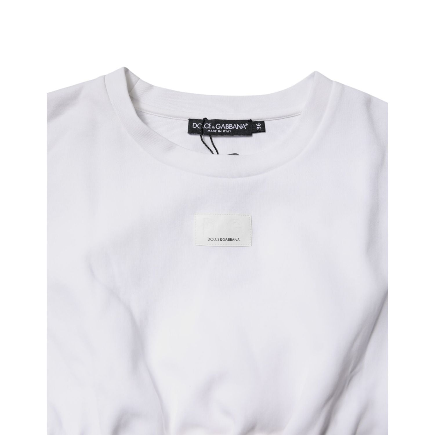 Dolce & Gabbana White Cotton Blend 3/4 Sleeves Blouse Top