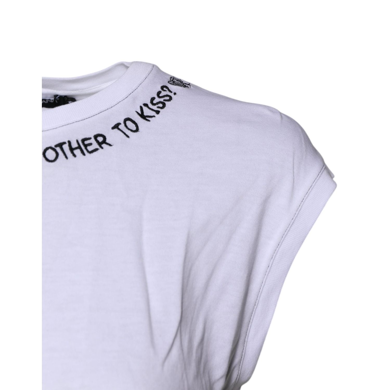 Dolce & Gabbana White Cotton Sleeveless Printed Tank T-shirt