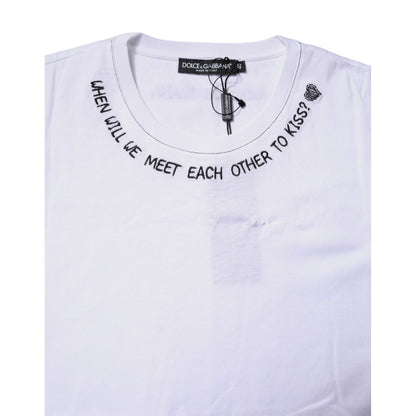 Dolce & Gabbana White Cotton Sleeveless Printed Tank T-shirt