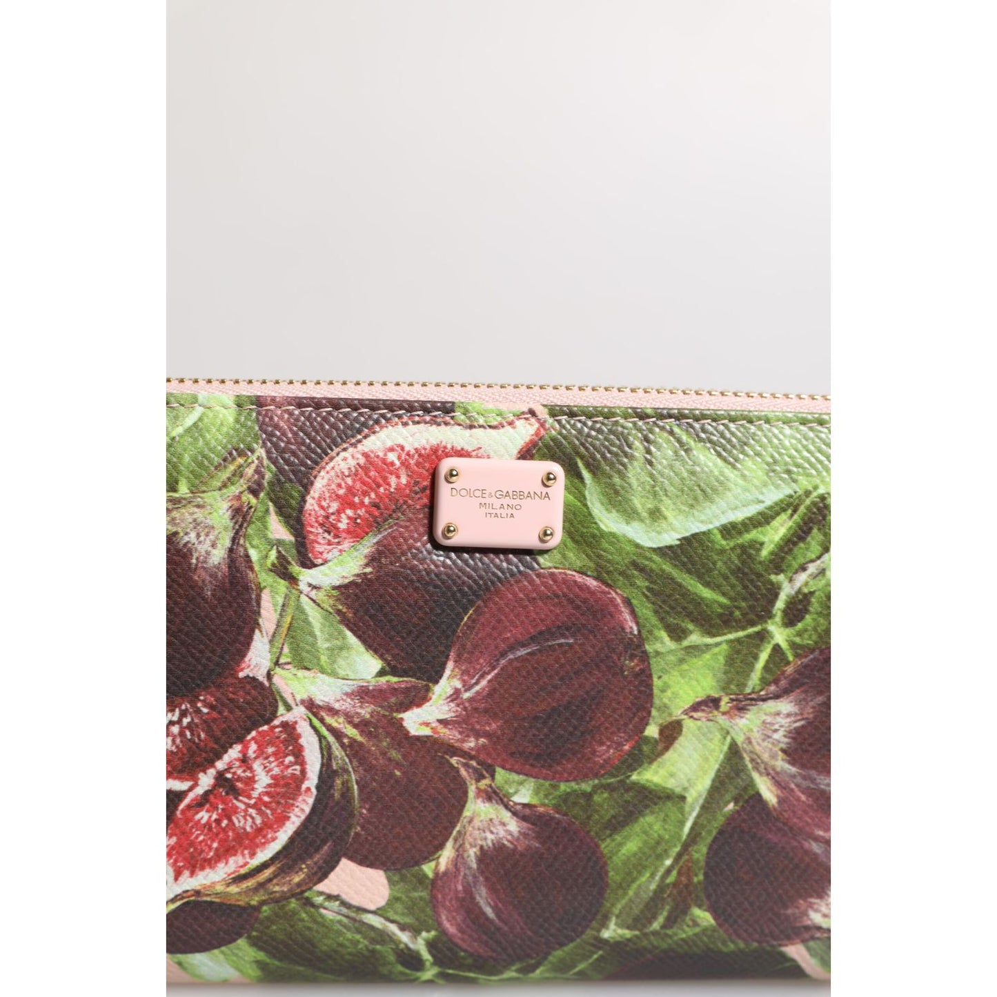 Dolce & Gabbana Multicolor Fig Fruit Dauphine Leather Zip Around Continental Wallet