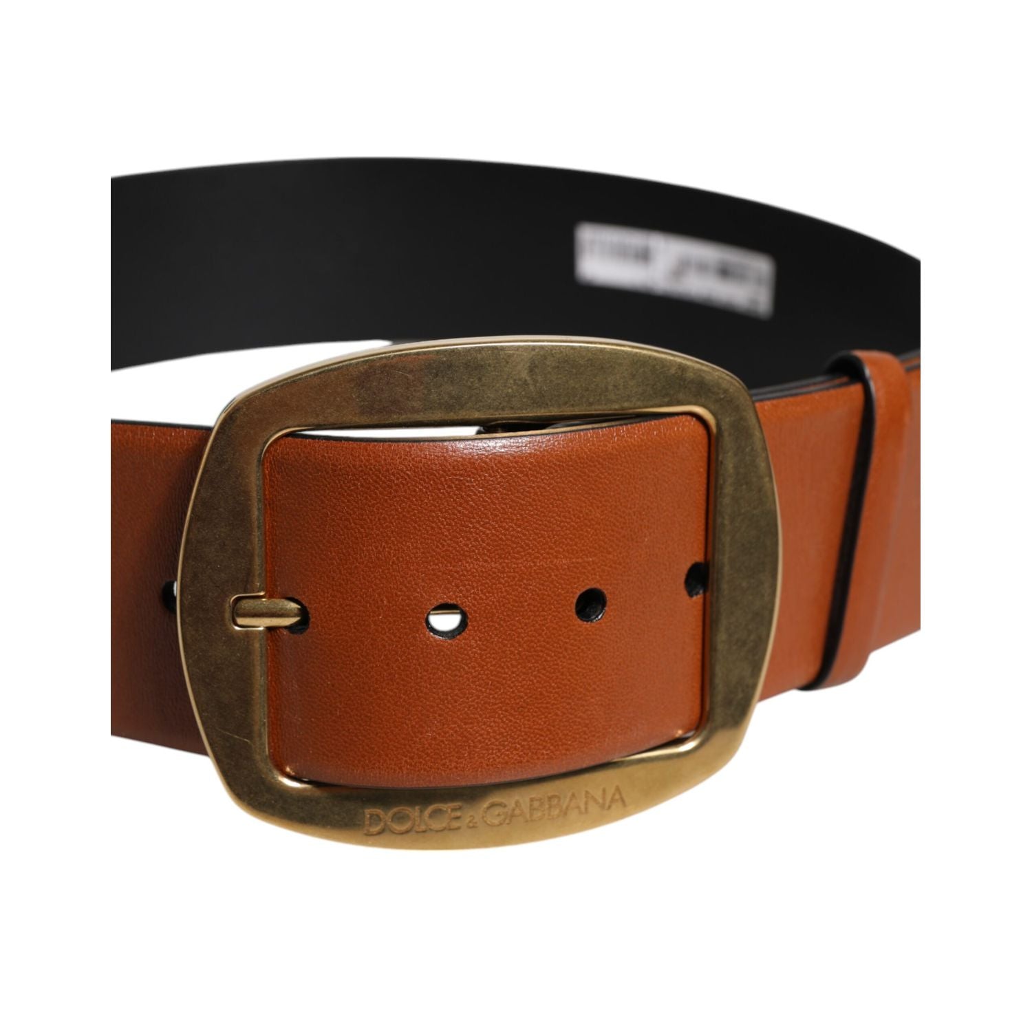 Dolce & Gabbana Brown Leather Gold Metal Buckle Classic Belt