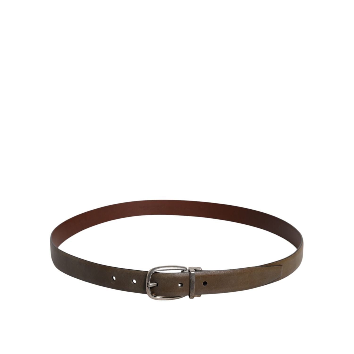 Dolce & Gabbana Brown Leather Classic Metal Logo Buckle Belt