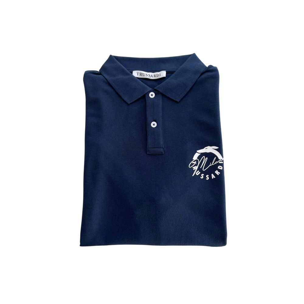 Trussardi Beachwear Blue Cotton Men's Polo Shirt
